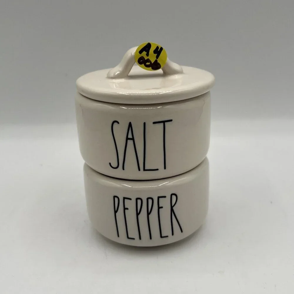 Rae Dunn by Magenta NEW Salt & Pepper Stacking Cellar Set Artisan Collection